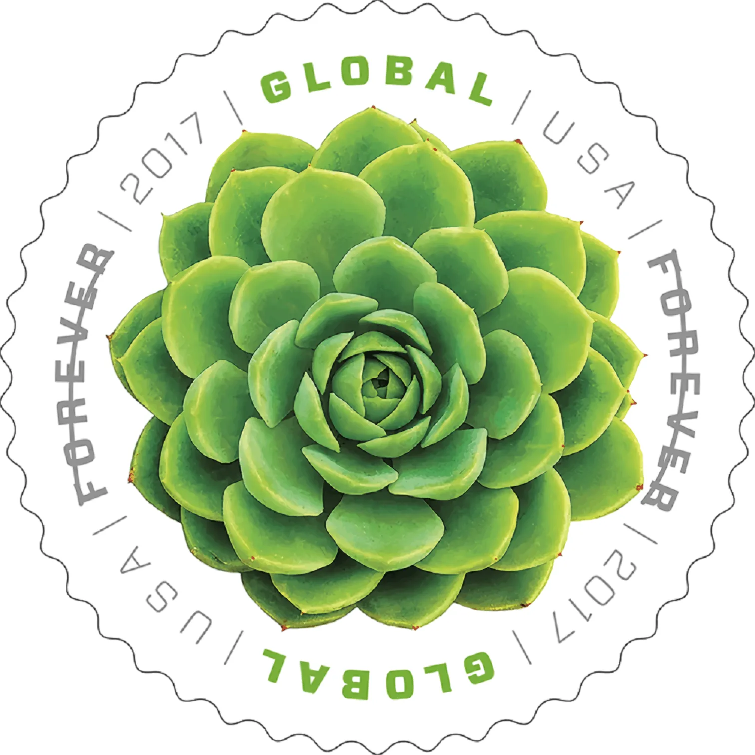 2017 Global: Green Succulent Stamps