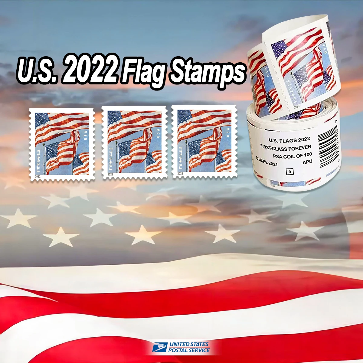 2022 U.S. Flag Forever Stamps 100 Rolls